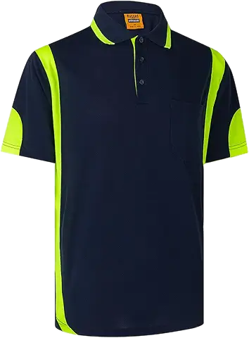 HI VIS & WORK S/S POLO SHIRT 9060 in Navy/Yellow, Navy/Orange, Yellow/Navy and more